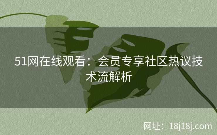 51网在线观看：会员专享社区热议技术流解析